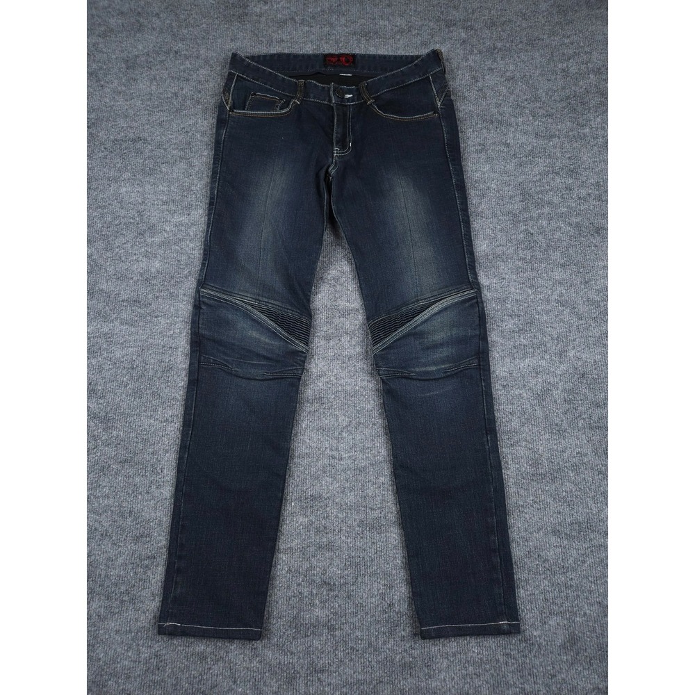 Ugly Bros Jeans AEGIS-K Women's 30 Blue Motorcycle Riding Stretch Denim